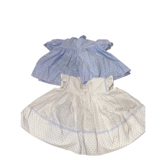 Vintage Mayfair Dress 18m - Floral Blue/White Pinafore, Peter Pan Collar - Picture 5 of 14